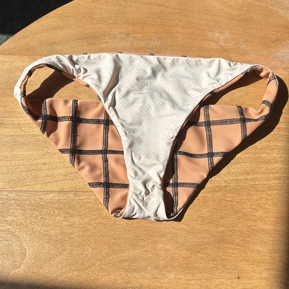 Tan and Black Checkered Bikini Bottom - Picture 2 of 2